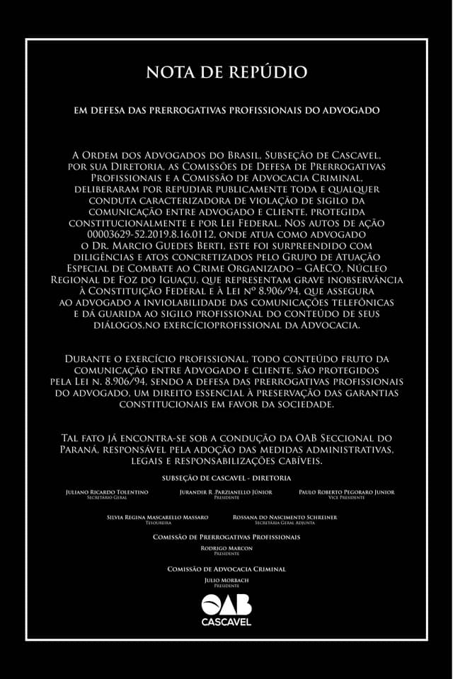 NOTA DE REPÚDIO
