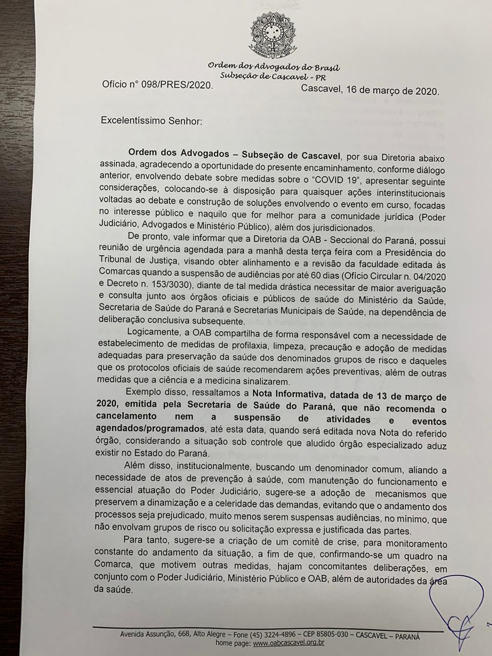 OAB pede a garantia de atendimento a advogados