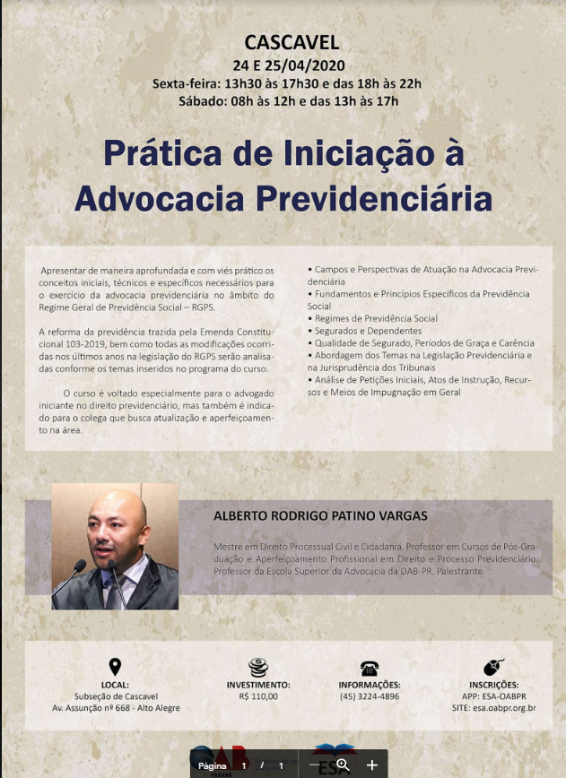 Prática da iniciação á advocacia Previdenciária